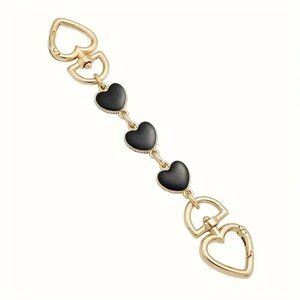 Black & Gold Hearts 6" bag extender or charm NEW